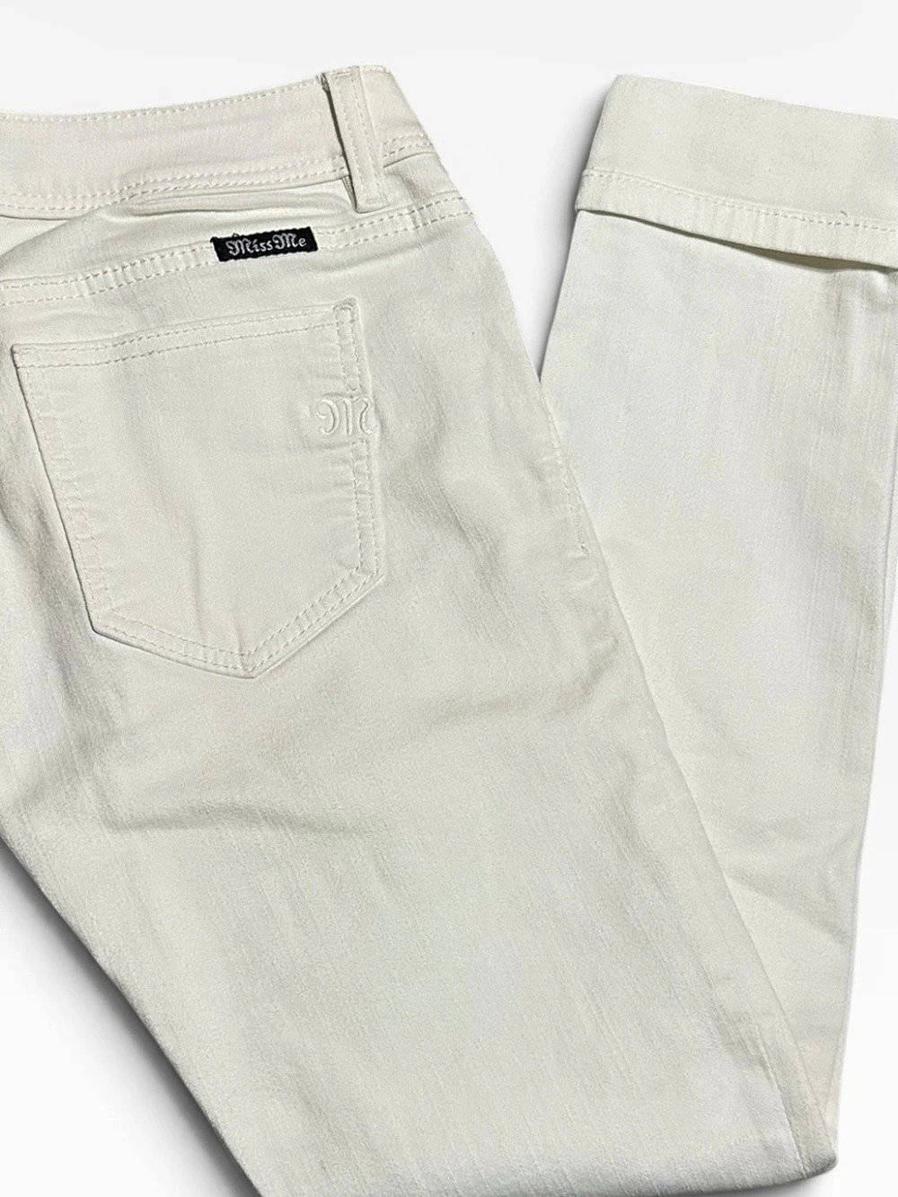 Miss Me Skinny Jeans Skinny Distressed Jeans in White Waist 27